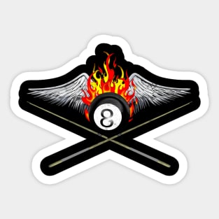 Billiards Player And Flaming 8 Ball Sticker